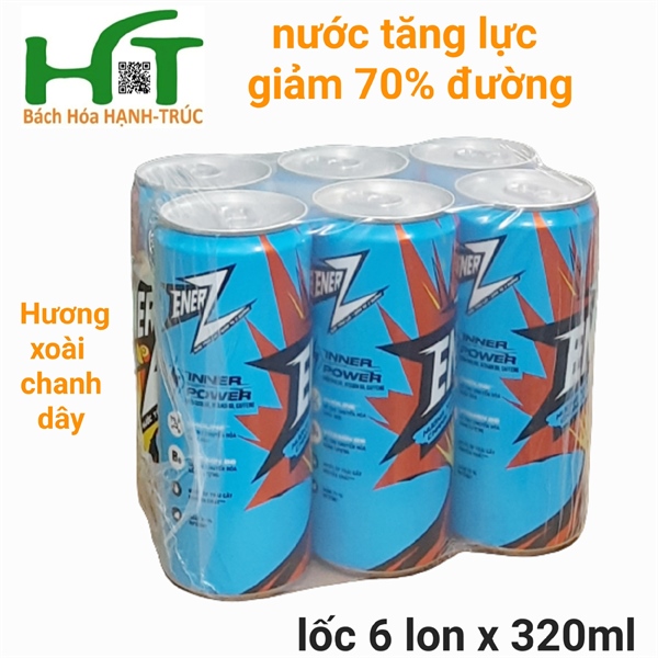 Nước Tăng Lực giảm 70 Đường ENERZ Hương Xoài Chanh Dây lon 320ml