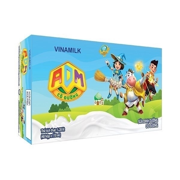 THÙNG VNM SỮA DINH DƯỠNG CÓ ĐƯỜNG ADM 110ML HÀNG KMAI 6 HỘP