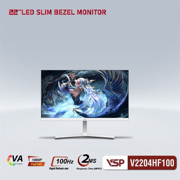 Màn hình văn phòng VSP V2204H | 21.5 inch, Full HD, VA, 100Hz, 5ms, phẳng (TRẮNG)