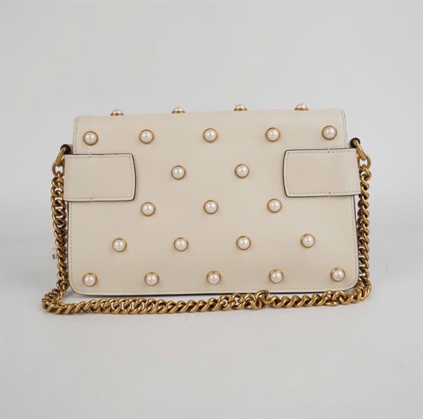 Túi GG con ong trắng hạt ngọc 24cm KG+