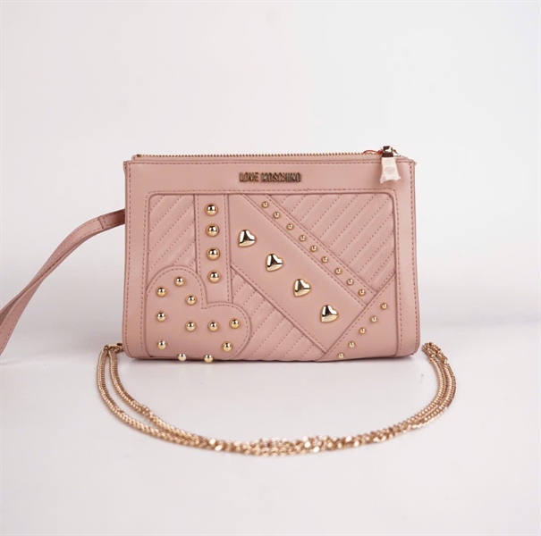 Túi Moschino màu hồng nude 2 khóa KG+