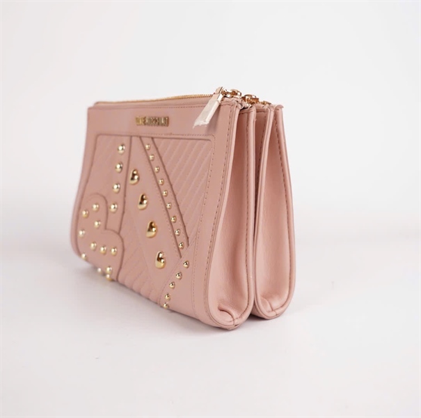 Túi Moschino màu hồng nude 2 khóa KG+