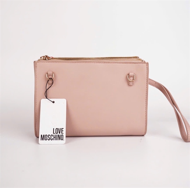 Túi Moschino màu hồng nude 2 khóa KG+