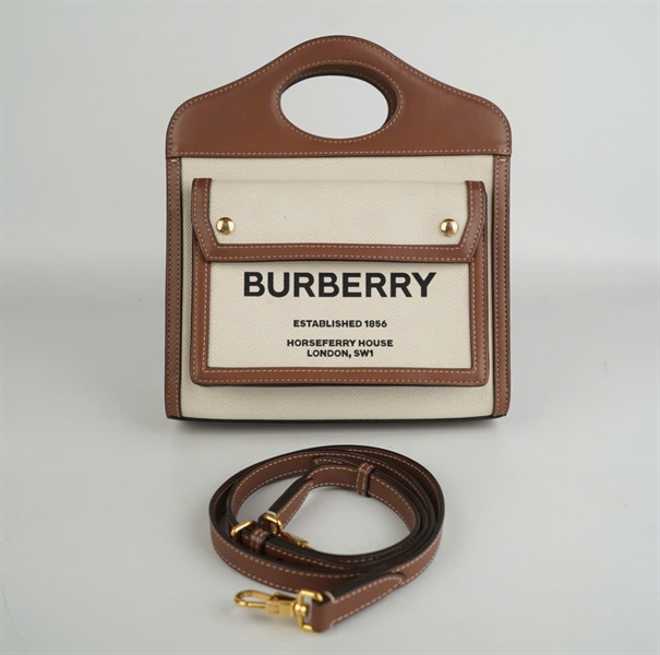 Túi BBR Pocket đứng trắng viền nâu 22cm KG+