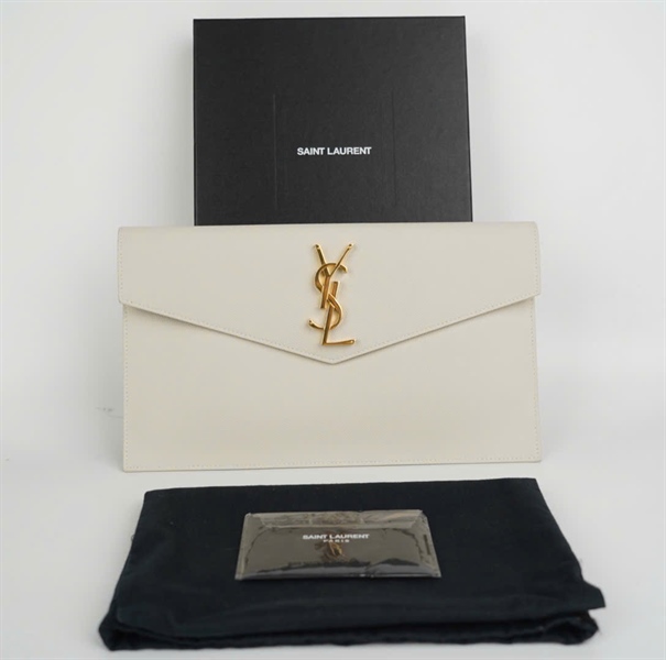 Túi YSL logo vàng nền trắng size 28 KG+