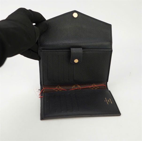 Ví LV ngắn hoa nâu phối da đen KG+