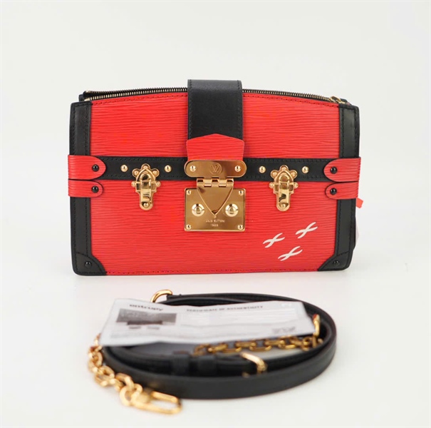 Túi LV vân đỏ phối viền đen KG+