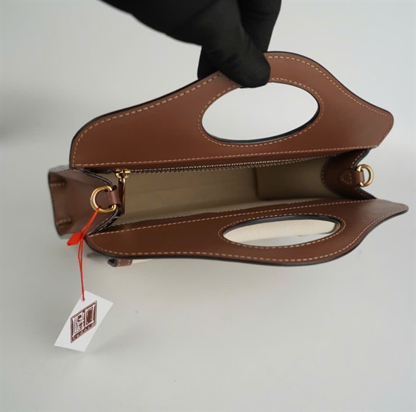 Túi BBR Pocket đứng trắng viền nâu 22cm KG+