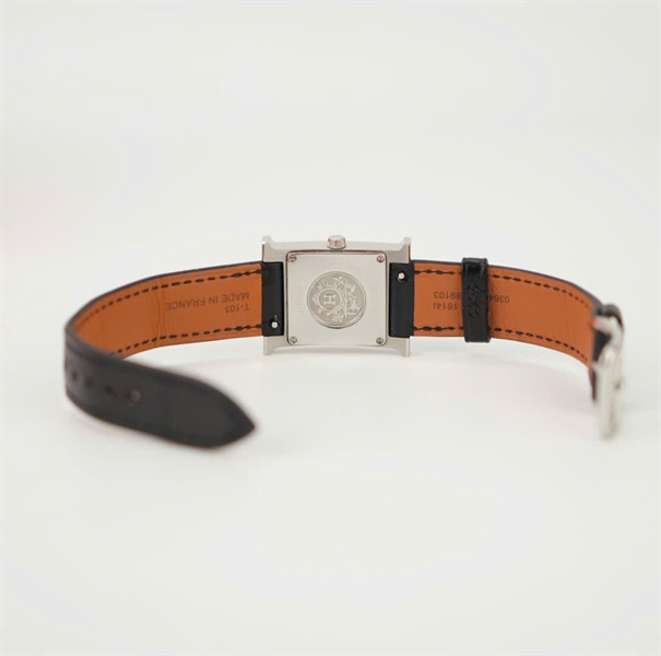 Đồng Hồ Hermes mặt vuông quai da nâu KG+