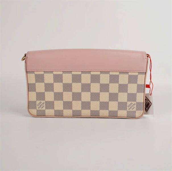 Túi LV felicie ô vuông trắng nắp hồng 18cm KG+