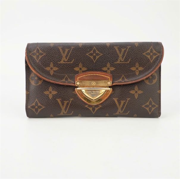 Ví LV hoa nâu lòng nâu khóa vàng KG+