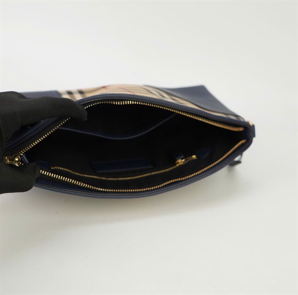 Túi BBR hoạ tiết sọc phối da xanh TB +