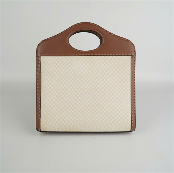 Túi BBR Pocket đứng trắng viền nâu 22cm KG+