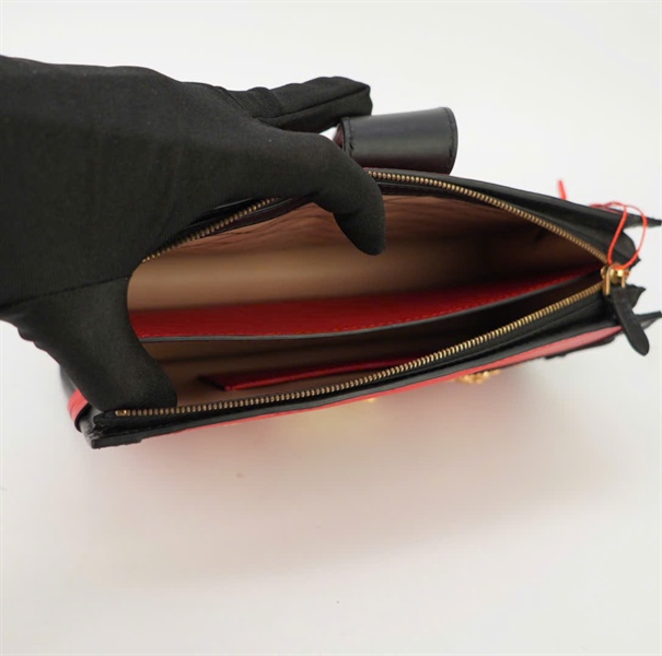 Túi LV vân đỏ phối viền đen KG+