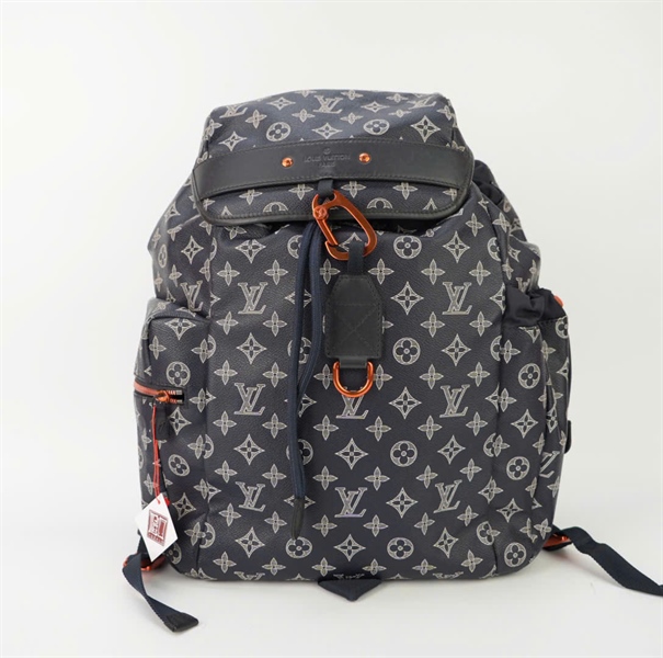 Balo LV xanh đen hoa trắng TB+