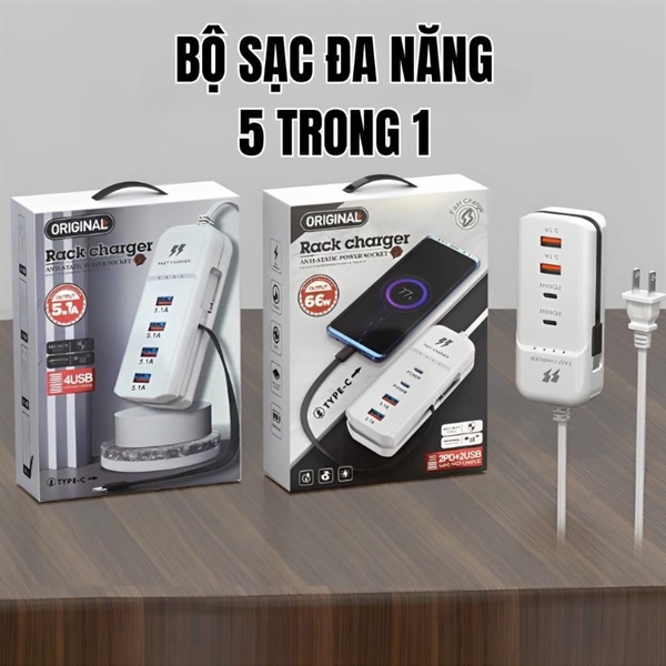 Ổ CẮM SẠC THÔNG MINH 4 CỔNG SẠC NHANH