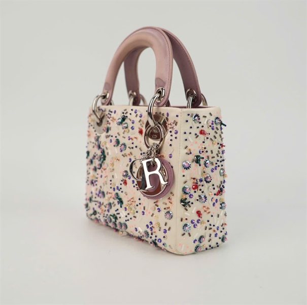 Túi Dior Lady trắng đính cườm size mini +