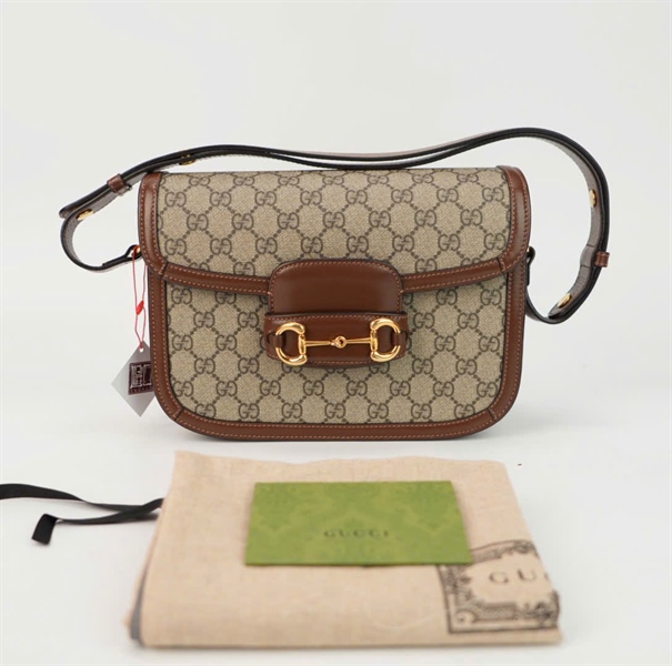 Túi GG 1955 viền da nâu size 24 TB+