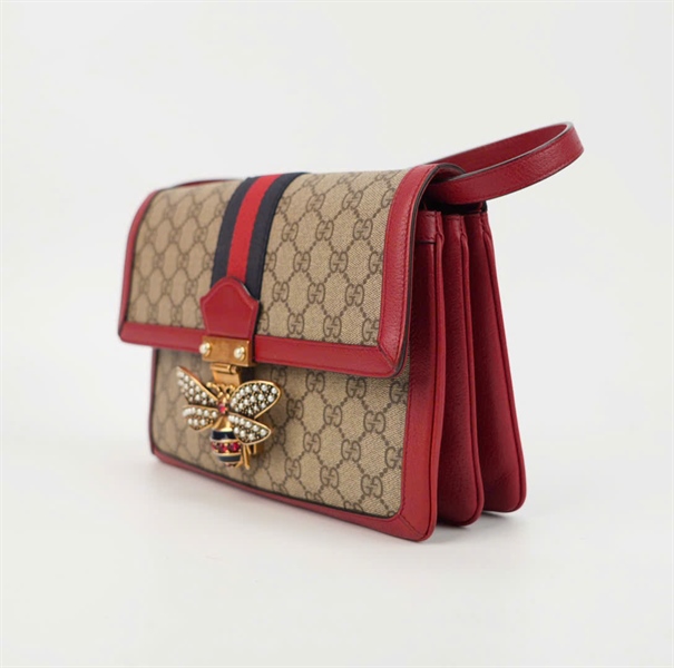 Túi GG nâu viền đỏ khóa con ong size 25+