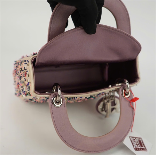 Túi Dior Lady trắng đính cườm size mini +