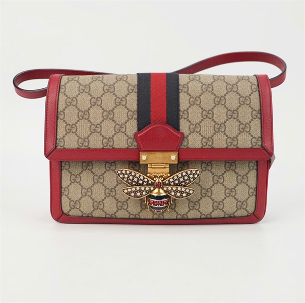 Túi GG nâu viền đỏ khóa con ong size 25+