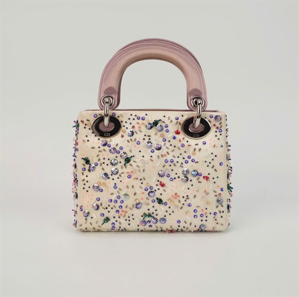 Túi Dior Lady trắng đính cườm size mini +