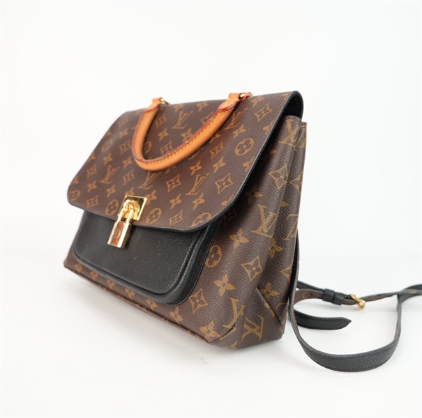 Túi LV hoa nâu ổ khóa phối da đen s28++