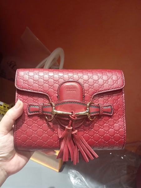 Túi GG vân đỏ tua rua 16cm KG+