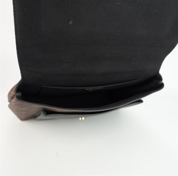 Túi LV hoa nâu ổ khóa phối da đen s28++