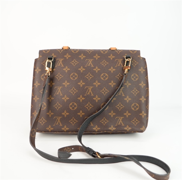 Túi LV hoa nâu ổ khóa phối da đen s28++