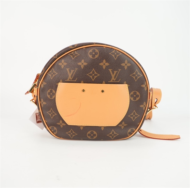 Túi LV hoa nâu tròn phối túi da size 20++