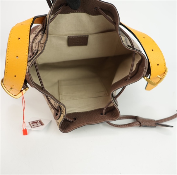 Túi GG dây rút phối da trơn quai vàng size 27 ++