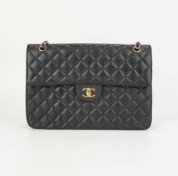 Túi Chanel nắp gập đen khóa vàng size 30 ++