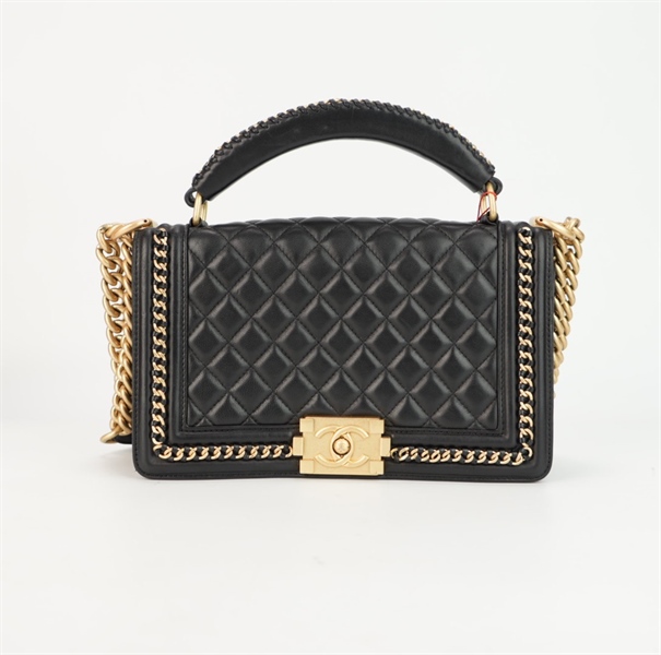 Túi Chanel đen quai xách viền xích size 24 ++