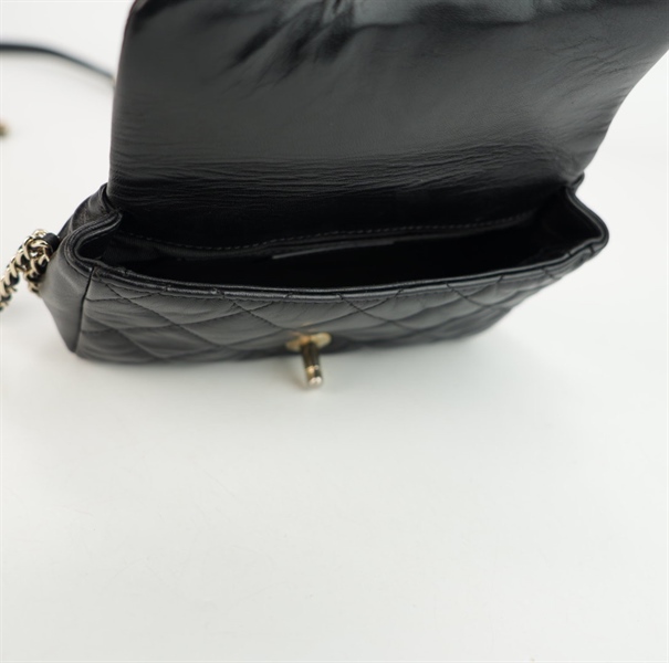 Túi Chanel đen quai hạt châu size 17 ++