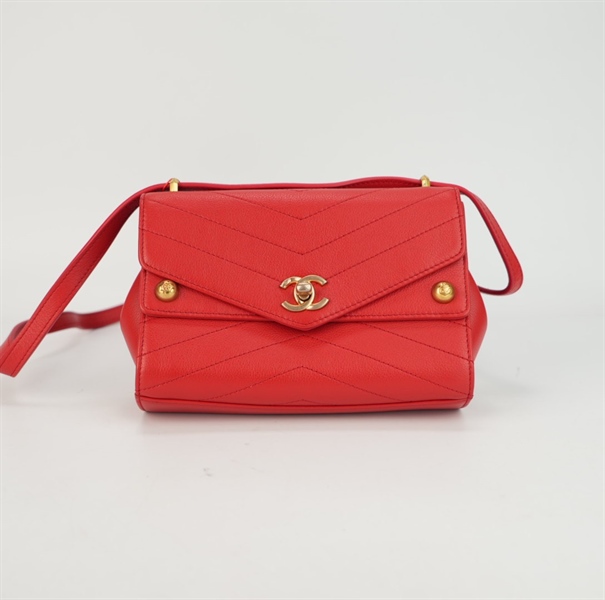 Túi Chanel nắp gập màu đỏ size 20 ++