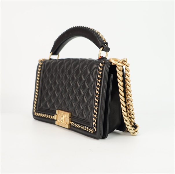 Túi Chanel đen quai xách viền xích size 24 ++