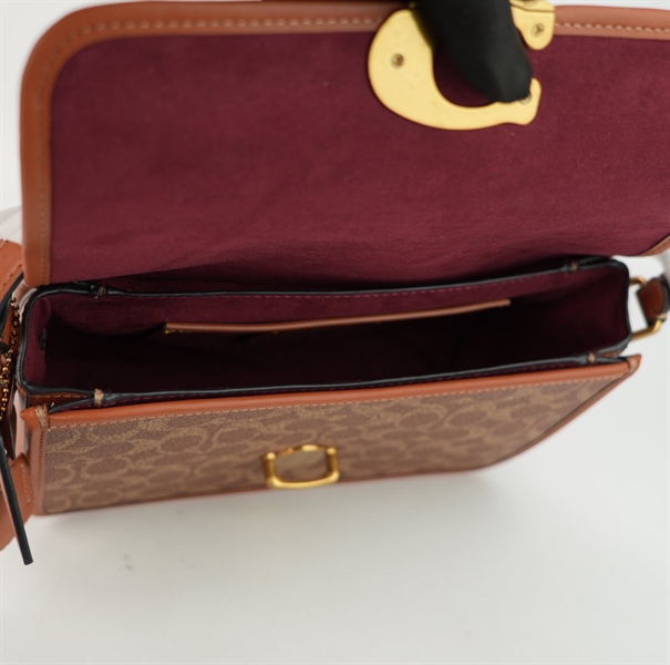 Túi Coach nâu khóa vàng 22cm+