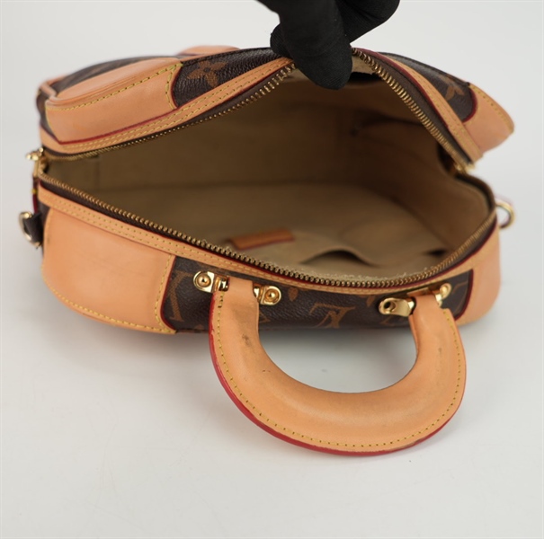 Túi LV hoa nâu viền vàng 4 góc s25++