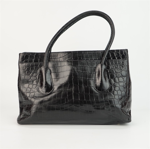 Túi Chanel đen quai xách vân da cá sấu size 35++