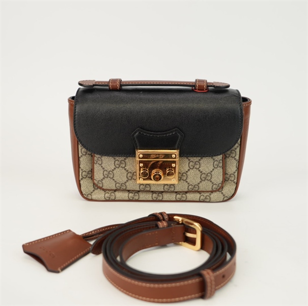 Túi GG nâu nắp đen 20cm TB+