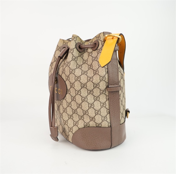 Túi GG dây rút phối da trơn quai vàng size 27 ++