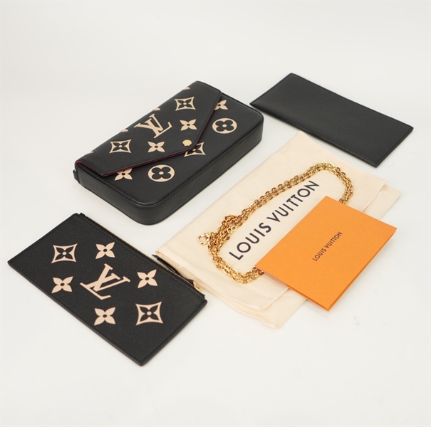 Túi LV felicie đen kèm 2 ví 22cm TB+