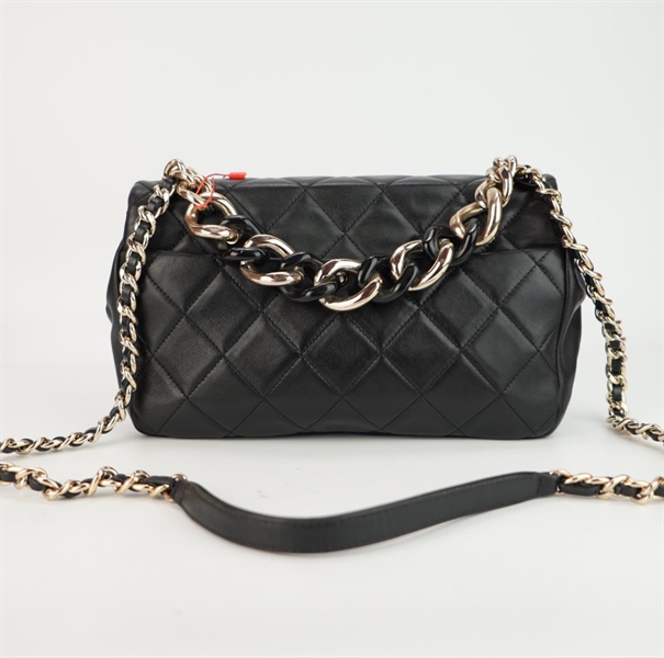 Túi Chanel đen quai xách dây xích lớn vàng đen size 26 ++