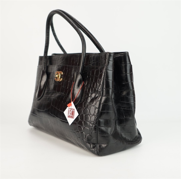 Túi Chanel đen quai xách vân da cá sấu size 35++
