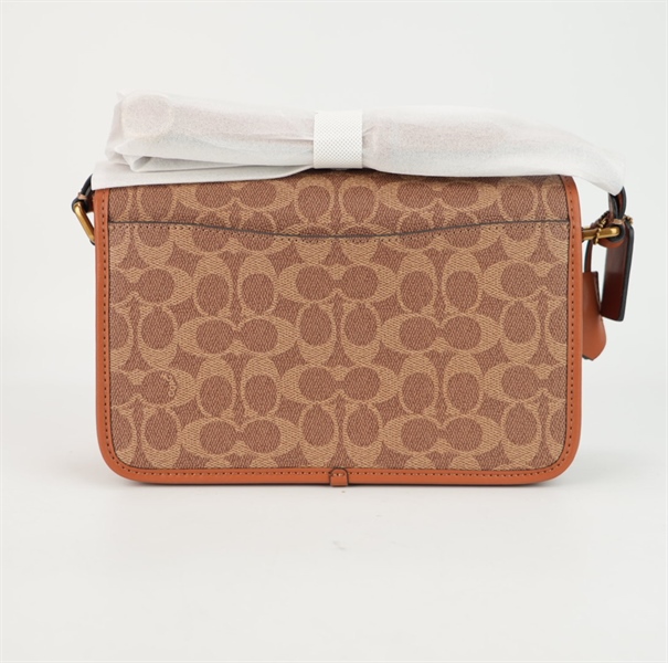 Túi Coach nâu khóa vàng 22cm+