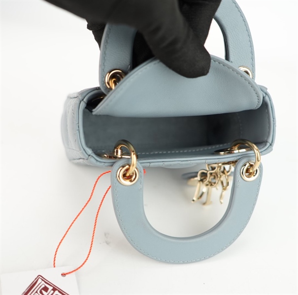 Túi Dior Lady micro màu xám KG+