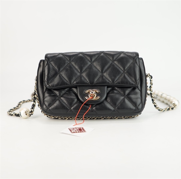 Túi Chanel đen quai hạt châu size 17 ++