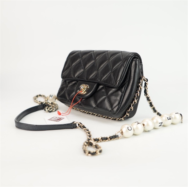 Túi Chanel đen quai hạt châu size 17 ++