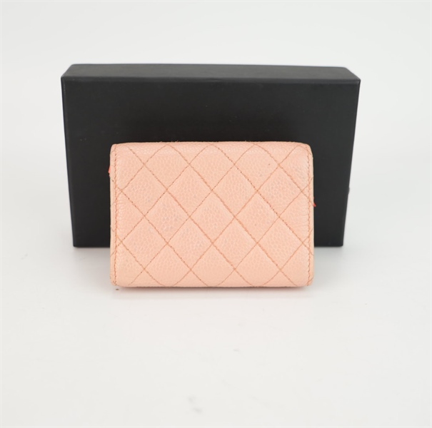 Ví Chanel gập 3 màu hồng nude KG+